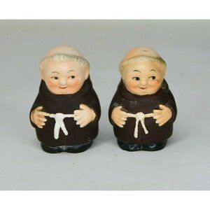 Vintage Goebel Hand Painted Porcelain Monk  Figural Salt And Pepper Shakers